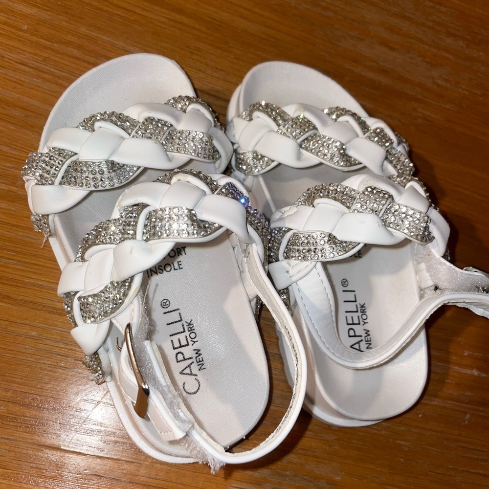 Capelli of New York Kids White and Silver Sandals